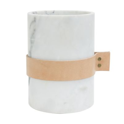 TAK Design Vase Marble with Leather Band 10x12