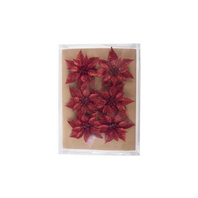 Cosy @ Home Poinsettia Clip Set6 Red Synthetic 0x0xh