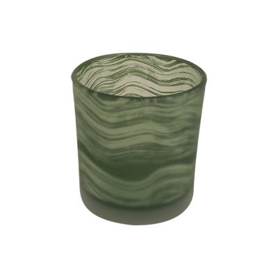 Tealight Holder Waves Green D7xh8cm Glass