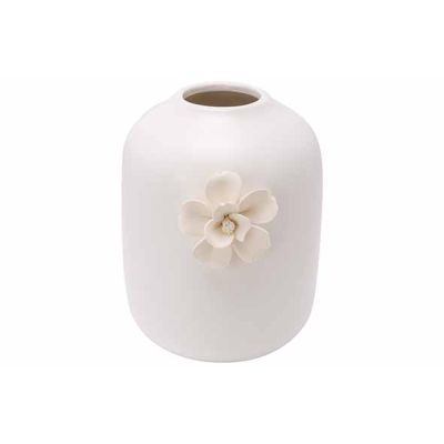 Vase Flower Cream 13,6x12,2xh15,2cm Round Porcelain