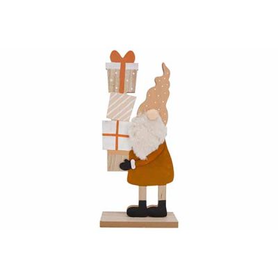 Santa Gifts Standing Brown 16x5xh33,5cmelongated Wood
