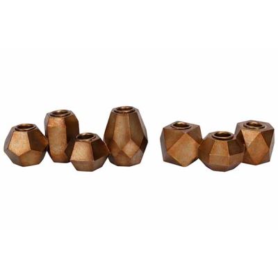 Candle Holder Set2 Geometrical Blocks Antique Gold Brass 21x8,3xh8cm Polyrin