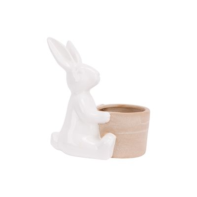 Rabbit Rough Fl Pot White 15x9xh16,5cm Other Porcelain