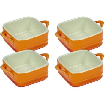 Cosy & Trendy Orange Mini Gratin Dish 7x7cm Set 4