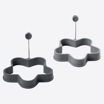 Lurch set of 2 silicone eggrings Flower grey and black