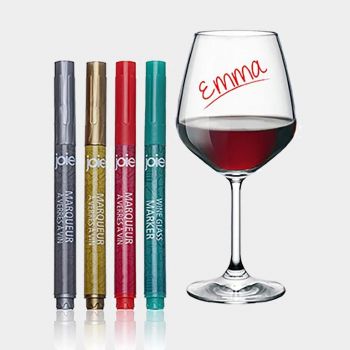 Joie 4 wine glass markers silver; gold; red and green 4.5x3.8x17.2cm