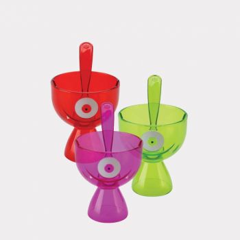 Joie Monster Fun sundae bowl with spoon in ABS purple; green or red 13.3x9.5x14.6cm
