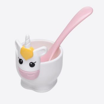 Joie Unicorn egg cup with spoon white 6x5x10.3cm