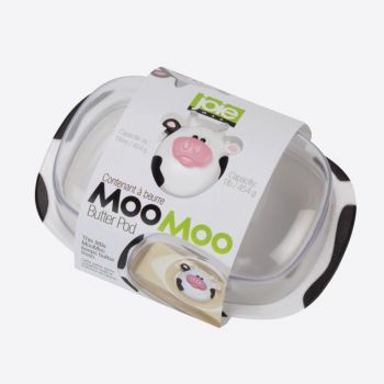 Joie Moo Moo plastic butter dish with lid white and black 18x12.3x9cm