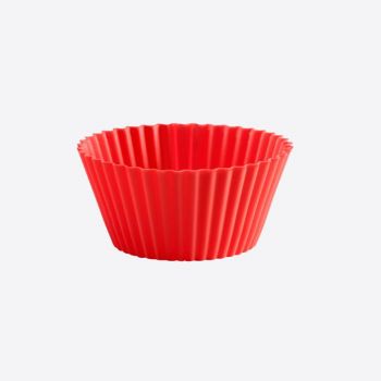 Lékué set of 12 ribbed silicone muffin molds red Ø 7cm H 3.5cm