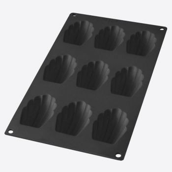 Lékué silicone baking mold for 9 madeleines black 7x4.7x1.7cm