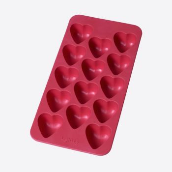 Lékué rubber ice cube tray for 14 ice cubes harts red 22x11x2.3cm