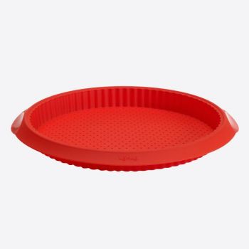 Lékué ribbed tart/quiche pan in silicone with gaten red Ø 28cm H 3.2cm