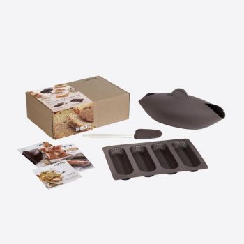 Lékué bread making set with bread maker; spatula and baking mold for 4 baguettes in silicone