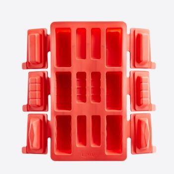 Lékué baking mold for 6 round mini buches in silicone red 29x17x3.7