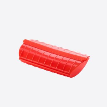 Lékué steam case for microwave for 1-2 persons in silicone red 24x12.4x5cm