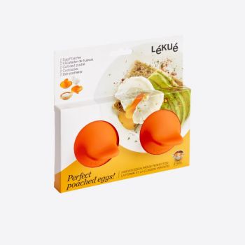Lékué set of 2 egg poachers in silicone and stainless steel orange 11x4.5x7cm