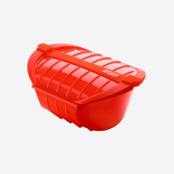 Lékué steam case for microwave for 3-4 persons in silicone red 26x19x11.5cm