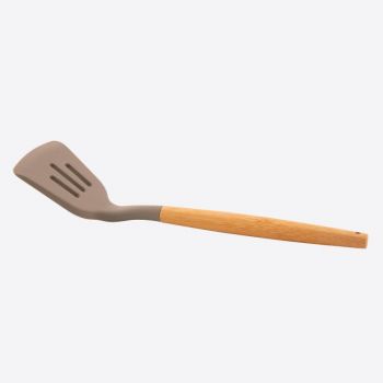 Point-Virgule silicone slotted turner with bamboo handle taupe 32cm
