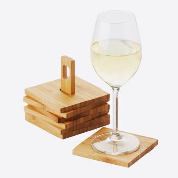 Point-Virgule bamboo coasters 6 pieces with holder 8.8x8.8cm