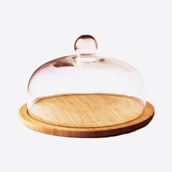 Point-Virgule glass cheese dome with bamboo platter ø 30cm