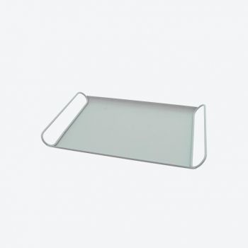 Point-Virgule metal serving tray sage green satin 37.5x25.5x3.7cm