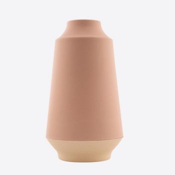 Point-Virgule bamboo fiber vase blush pink and off-white ø 15.1cm H 26.5cm