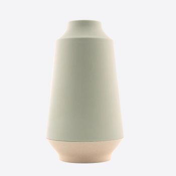 Point-Virgule bamboo fiber vase sage green and off-white ø 15.1cm H 26.5cm