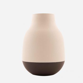 Point-Virgule bamboo fiber vase off-white and dark grey ø 18.1cm H 25cm