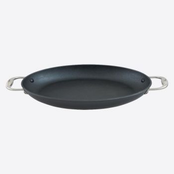 Point-Virgule Pan-à-moi oval cast iron fish pan with Excalibur non-stick coating 38x26cm