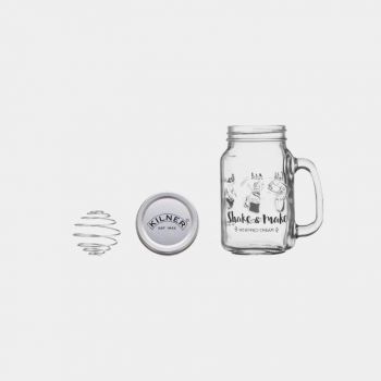 Kilner Shake and Make set for whipped cream - 540ml jar - ss small whisk - screw top lid