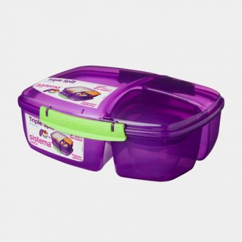 Sistema Trends lunch box Triple Split with yoghurt pot 2L