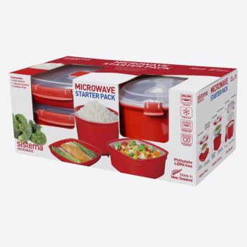 Sistema Microwave starter pack of 1x medium plate - 1x medium steamer & 1x rice cooker