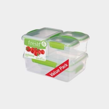 Sistema Fresh set of 6 storage boxes green 2x200ml - 2x400ml - 1x1L - 1x2L