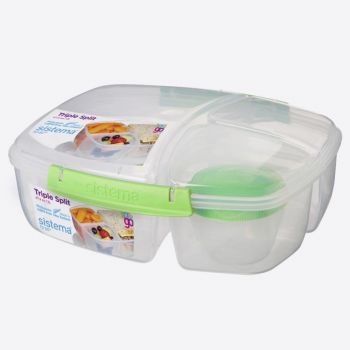 Sistema To Go lunch box with 3 compartments en yoghurt pot triple split lime 2L