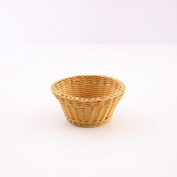 Saleen round woven plastic basket beige Ø 18cm H 10cm