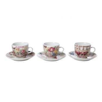 Cosy & Trendy Roses Cup And Saucer D8xh7cm Set 6