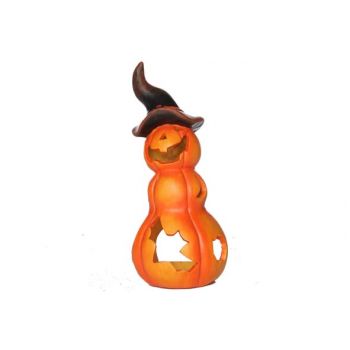 Cosy @ Home Tealighth.pumpkin Man Hat Orange Ceramic