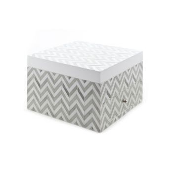 Cosy @ Home Jewelerybox Zigzag Gray White 20x21x13cm