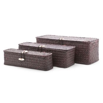 Cosy & Trendy Set3 Seagrass Basket Rect. Brown