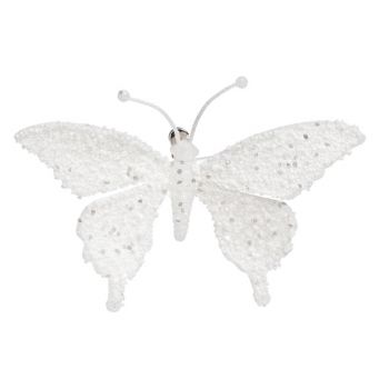 Cosy @ Home Butterfly W Clip White Glitter 18x3x14cm