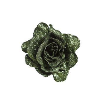 Cosy @ Home Rose On Clip Glitter  Green D10cm