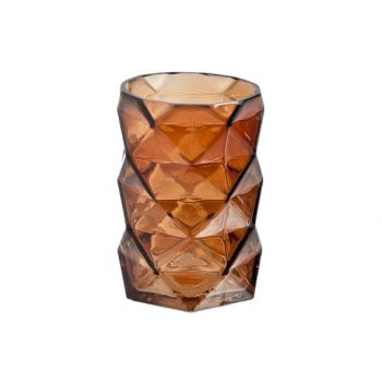 Cosy @ Home T-lightholder Geometric Glass Brown 8x11