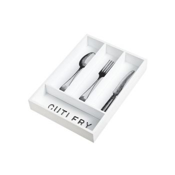 Cosy @ Home Cutlery Box Wood White 25x5x35cm