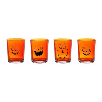 Cosy @ Home Tealichtglass With Face 4 Types Orange