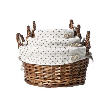 Cosy @ Home Basket Willow W.fabric Ov. W.handles S3