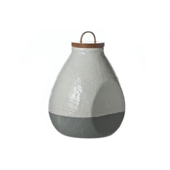 Cosy @ Home Pot With Lid Modern Cer Gray 18x14x20cm
