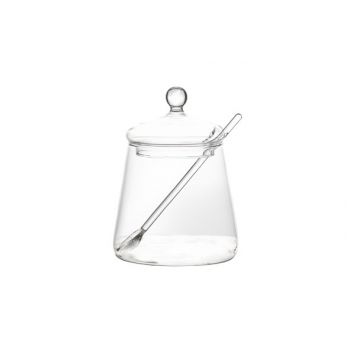 Cosy & Trendy Glass Pot With Spoon  D8.5xh14.5cm