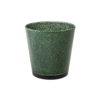 Cosy @ Home Tealightglas Glitter Darkgreen D7xh7,5cm