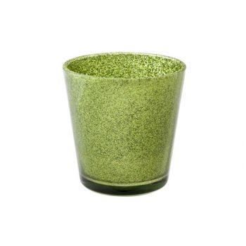 Cosy @ Home Tealightglas Glitter Green D7xh7,5cm